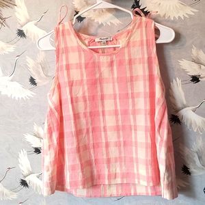 Madewell sleeveless Pink Plaid Shirt Sz XS